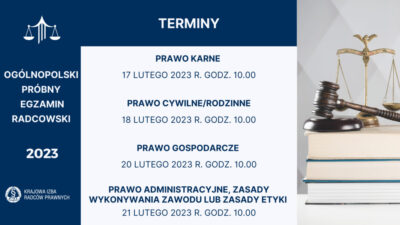 Ogólnopolski próbny egzamin radcowski – rejestracja tylko do jutra – 8 lutego