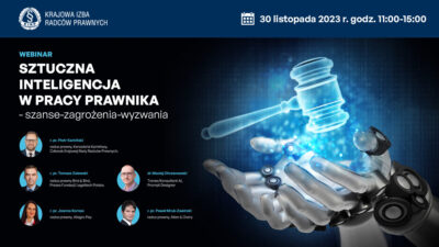 “Sztuczna Inteligencja w pracy prawnika – szanse, zagrożenia, wyzwania” – webinar